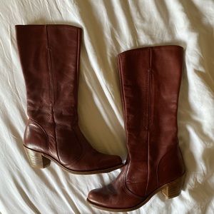 Vintage leather zip up boots